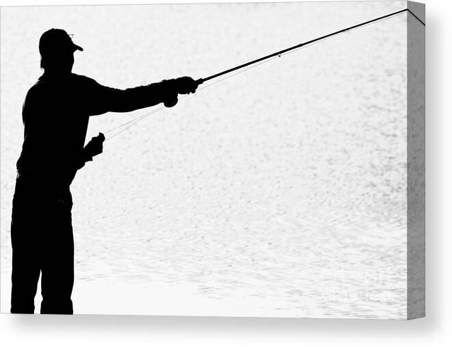 Silhouette of a Fisherman Holding a Fishing Pole BW Canvas Print / Canvas  Art by James BO Insogna - Fine Art America