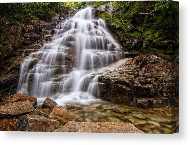 Franconia Notch Canvas Print featuring the photograph Silky Veil Cloudland Falls Lincoln NH by Jeff Sinon