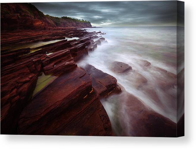 Hong Canvas Print featuring the photograph Silky Wave and Ancient Rock 3 by Afrison Ma