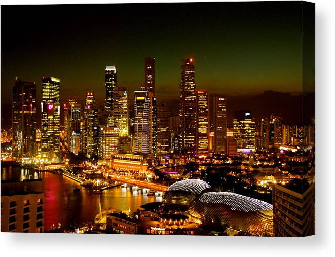 Fine Art America Canvas Print featuring the photograph Singapore Skyline by Monique Wegmueller