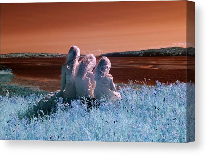 Child Canvas Print featuring the photograph Sisters Dreaming by Rebecca Parker