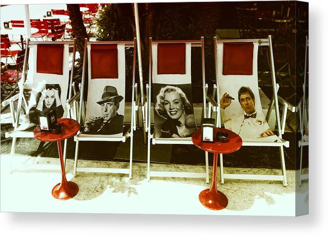 Vintage Canvas Print featuring the photograph Sitting With Movie Stars by Gary Dean Mercer Clark