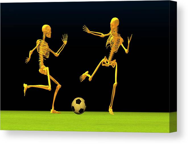 Compete Canvas Print featuring the photograph Skeletons Playing Football by Carol & Mike Werner