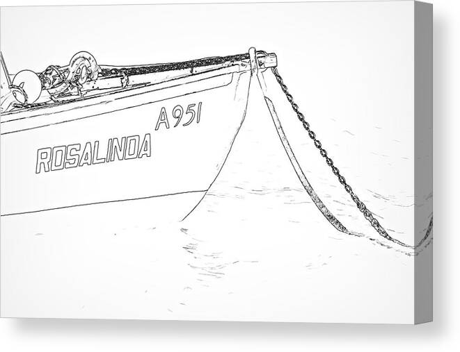 951 Canvas Print featuring the photograph Sketch of the Fishing Boat of Aruba Rosalinda by David Letts