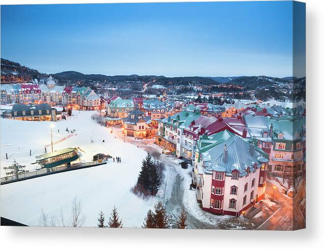 Treetop Canvas Print featuring the photograph Ski Lifts At Mont Tremblant Village by Pgiam