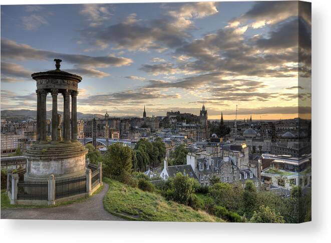 Edinburgh Canvas Print featuring the photograph Skyline of Edinburgh Scotland by Michalakis Ppalis