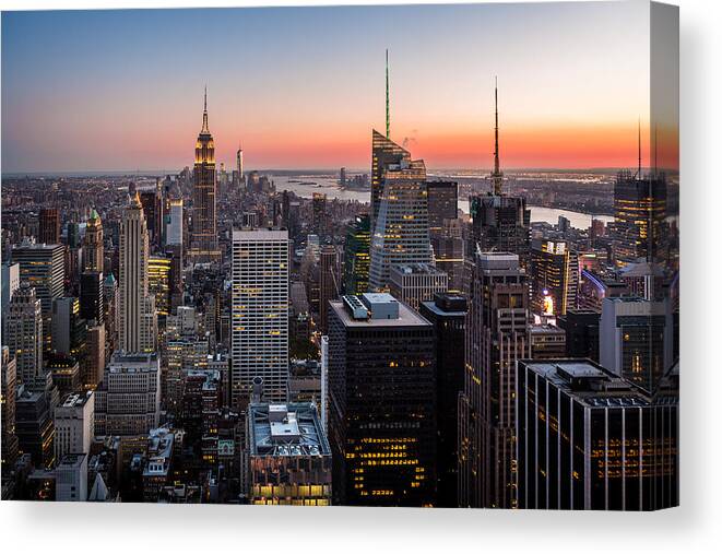 Bank Of America Canvas Print featuring the photograph Skyscrapers by Mihai Andritoiu