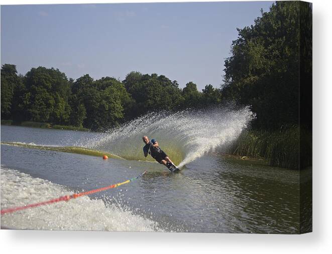 Skiing Canvas Print featuring the photograph Slalom Waterskiing by Venetia Featherstone-Witty