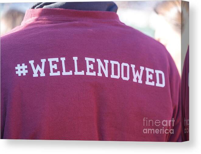 #wellendowed Canvas Print featuring the photograph Slogan at Harvard-Yale Game 2013 by Jannis Werner