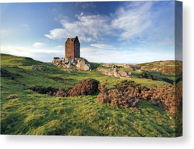 Tower Canvas Print featuring the photograph Smailholm Tower by Grant Glendinning