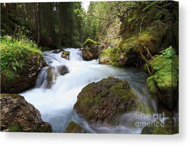 Alps Canvas Print featuring the photograph Small Stream by Antonio Scarpi