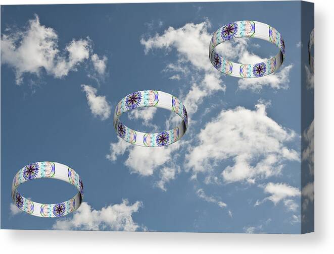 Smoking Trails Canvas Print featuring the photograph Smoke Rings in the Sky 2 by Steve Purnell