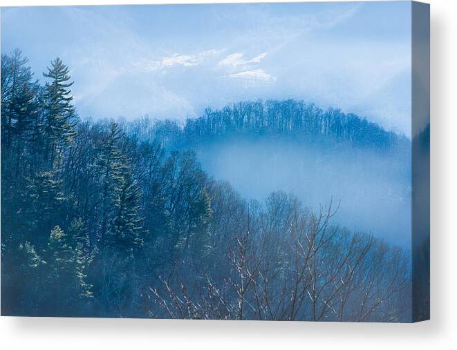 The Great Smoky Mountains Canvas Print featuring the photograph Smokies in Blue by Maria Robinson