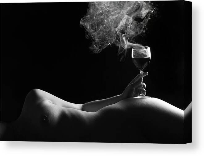 Fine Art Nude Canvas Print featuring the photograph Smoking Hot by Olga Mest