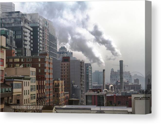 Air Pollution Canvas Print featuring the photograph Smoking Seattle by David Hoefler
