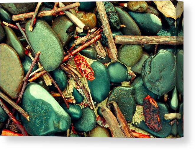 Beach Debris Canvas Print featuring the photograph Smooth Beach Rocks by Bonnie Bruno