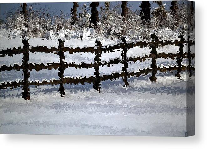 Funky Canvas Print featuring the photograph Snow covered fence by Nina-Rosa Dudy