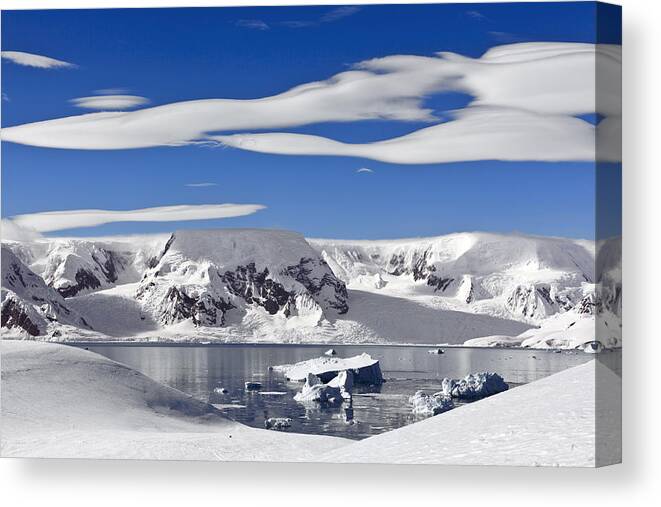 Nis Canvas Print featuring the photograph Snow-covered Mountains Antarctica by Erik Joosten