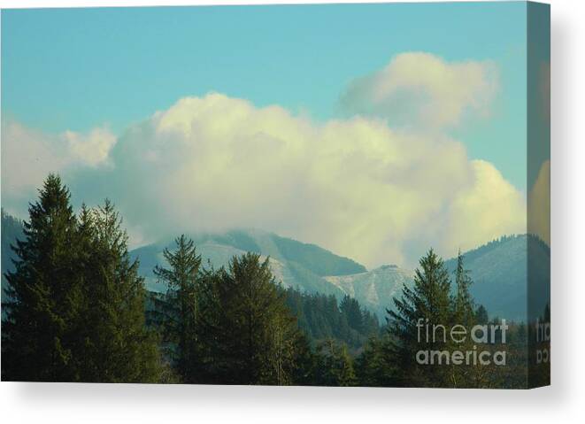 Snow Clouds Canvas Print featuring the photograph Snow Mist Mountains by Gallery Of Hope 