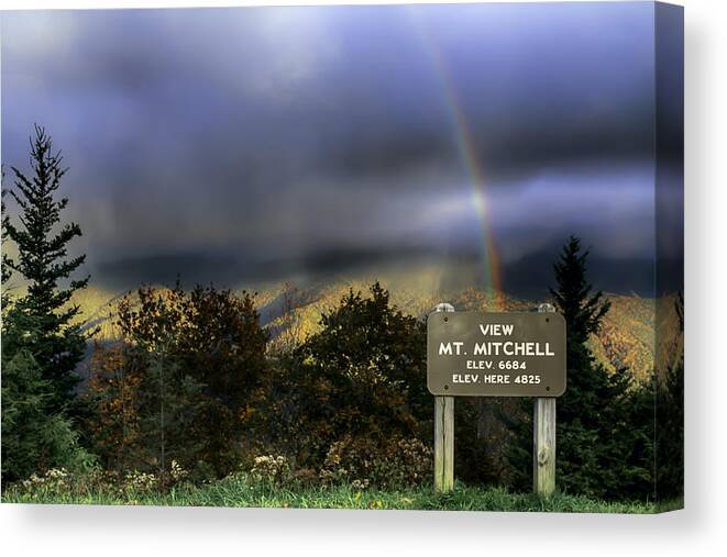 Mitchell Canvas Print featuring the photograph Snow Rainbow in Fall from the Blue Ridge Parkway by John Haldane