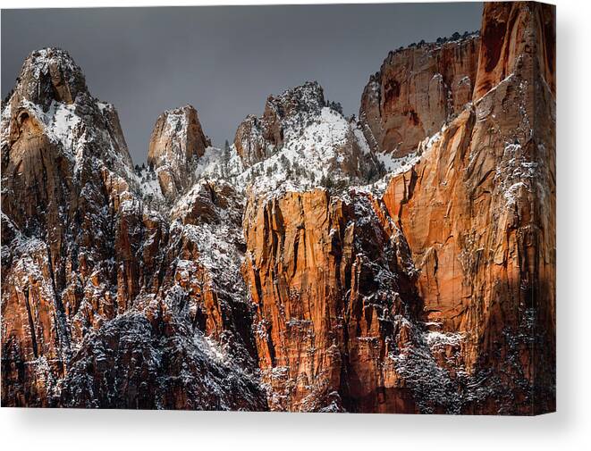 Zion Canvas Print featuring the photograph Snowcapped by Chuck Jason