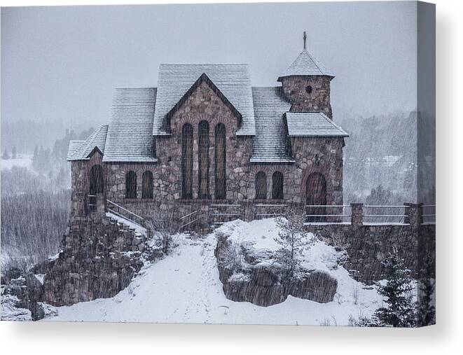 Snow Canvas Print featuring the photograph Snowy Church by Darren White