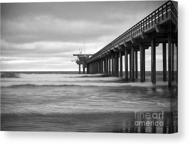 Scripps Pier Canvas Print featuring the photograph Soft Waves at Scripps Pier by Ana V Ramirez