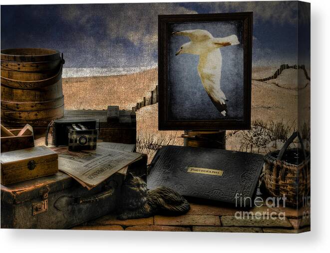 Sea Gull Canvas Print featuring the photograph Solitary Sea Gull by Gene Bleile Photography 