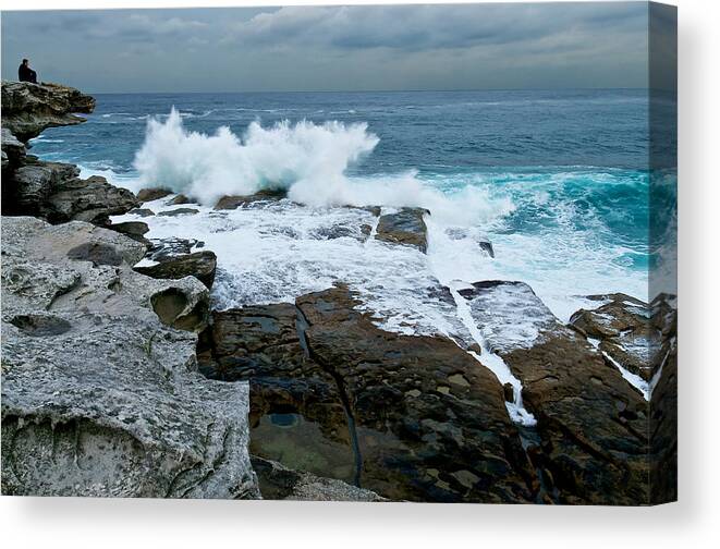 Crashing Waves Canvas Print featuring the photograph Solitude by Photography By Sai