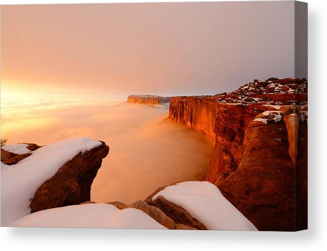 Fog Canvas Print featuring the photograph Grand View in Fog by Dustin LeFevre