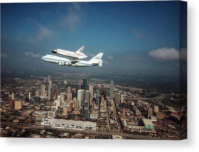 2012 Canvas Print featuring the photograph Space Shuttle Endeavour Piggyback Flight by Nasa/sheri Locke