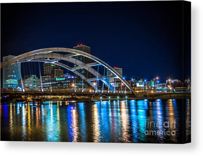 Rochester Canvas Print featuring the photograph Spanning Rochester by Ken Marsh