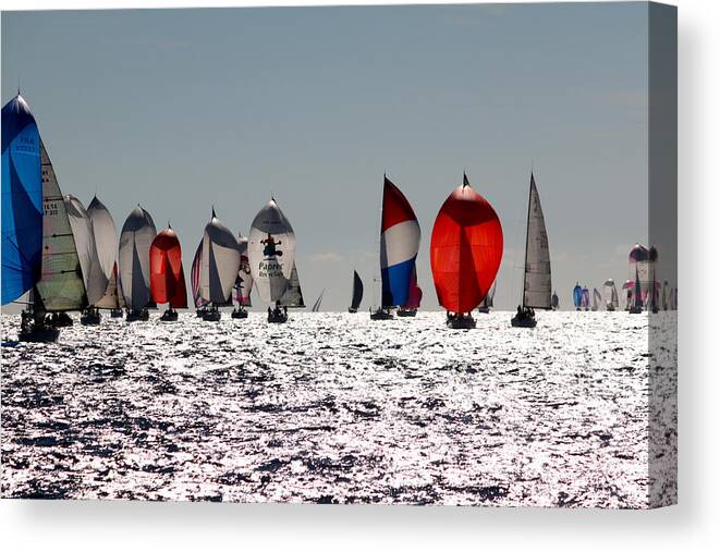Sailing Canvas Print featuring the photograph Spinnakers in the Sun by Anders Skogman