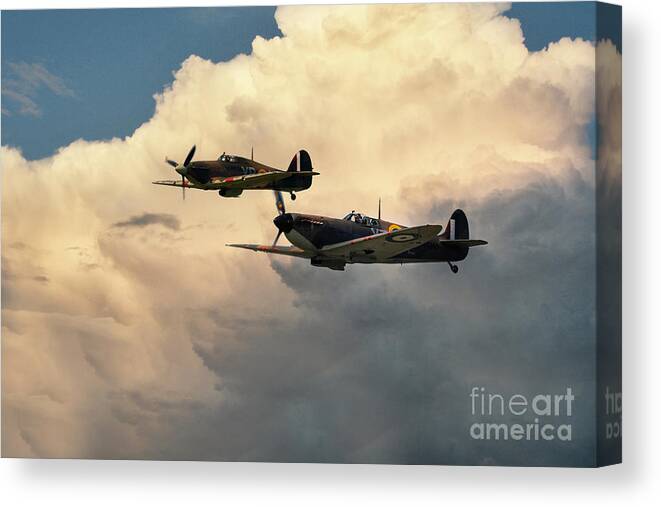 Spitfire Canvas Print featuring the digital art Spitfire and Hurricane by Airpower Art