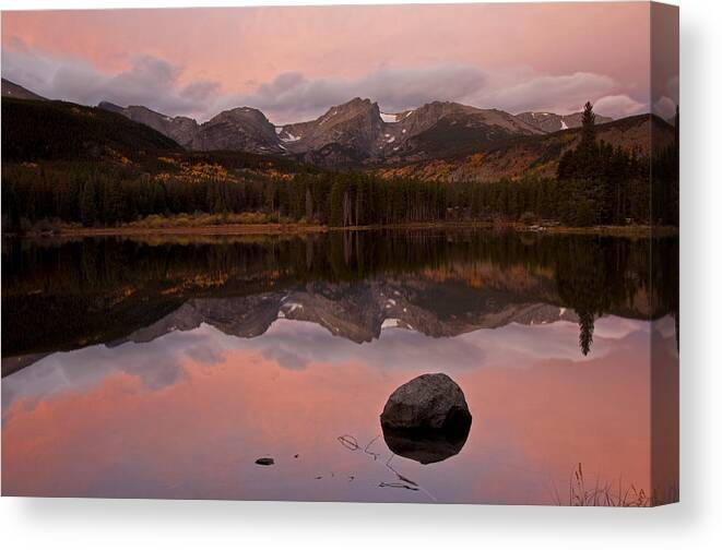 Photography Canvas Print featuring the photograph Sprague Lake Sunrise by Lee Kirchhevel