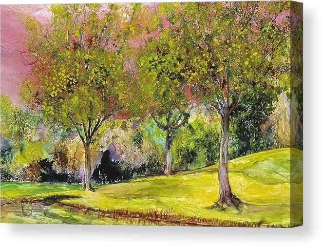 Landscape Canvas Print featuring the painting Springtime in Sawgrass Park by Gary DeBroekert