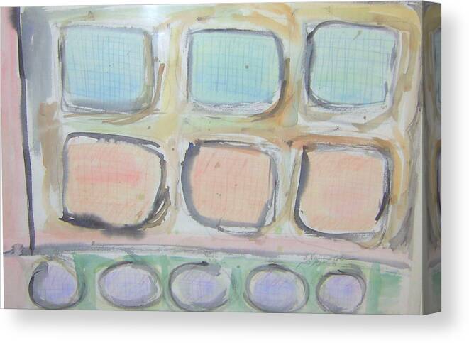 Squares Over Circles Canvas Print featuring the painting Squares over Circles by Esther Newman-Cohen