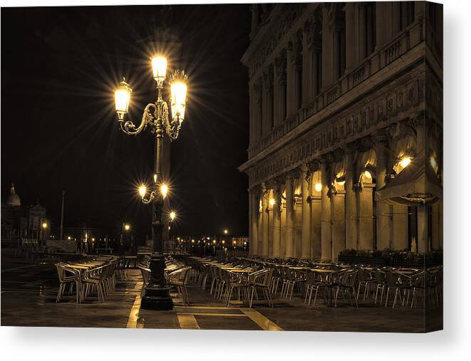 Venice Canvas Print featuring the photograph St Mark's Square at night by Marion Galt