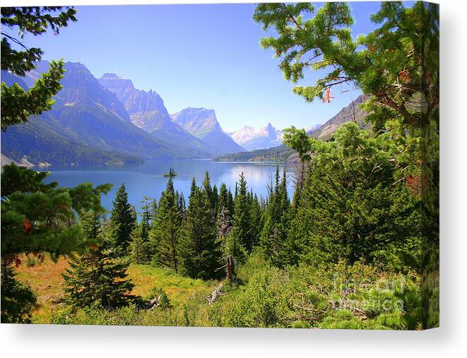 Scenic Canvas Print featuring the photograph St. Mary Lake by Bob Hislop