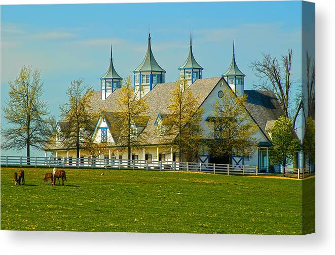 Horse Farm Canvas Print featuring the photograph Stables for the Kings by Randall Branham