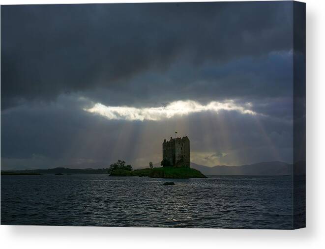 Scotland Canvas Print featuring the photograph Stalker Castle In Scotland by Andreas Berthold