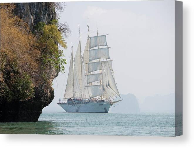 Phang-nga Province Canvas Print featuring the photograph Star Clipper Cruiseship Star Flyer by Holger Leue
