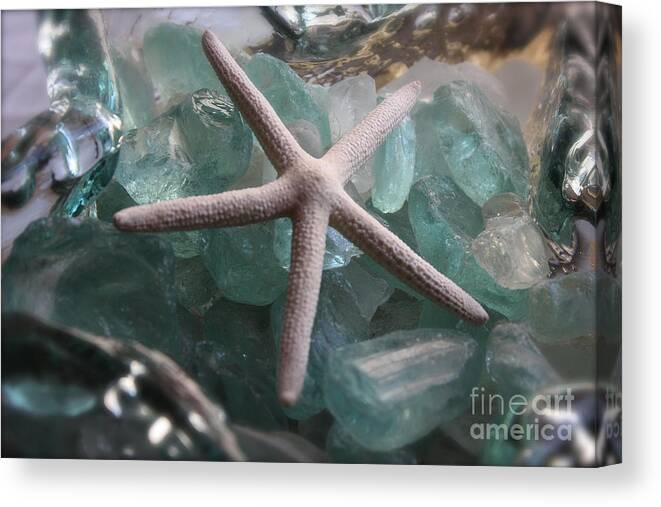 Starfish Canvas Print featuring the photograph Starfish with Sea Glass by Alice Terrill