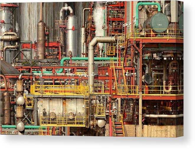 Self Canvas Print featuring the photograph Steampunk - Industrial illusion by Mike Savad