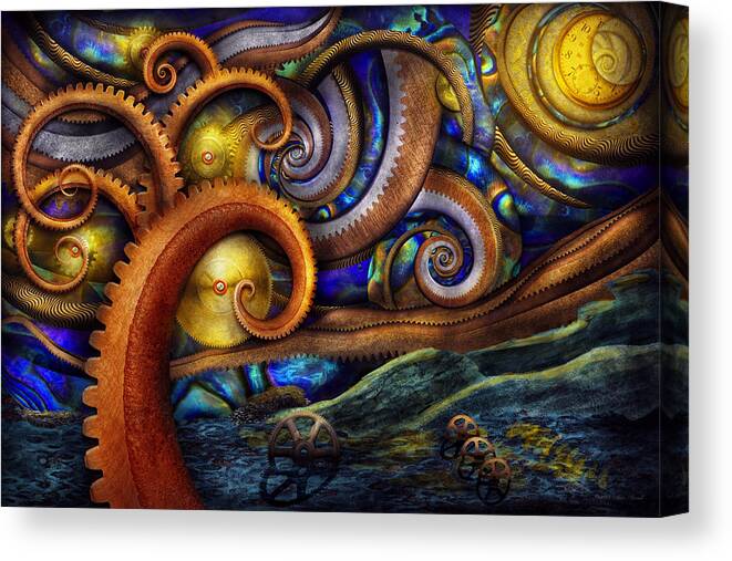 Savad Canvas Print featuring the photograph Steampunk - Starry night by Mike Savad