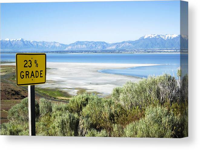 Antelope Island Photo Canvas Print featuring the photograph Steep Hill by Bob Pardue