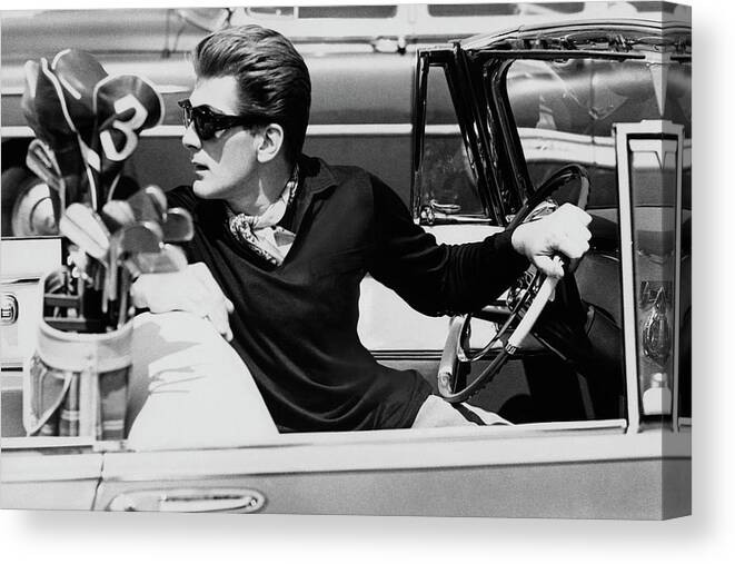 Entertainment Canvas Print featuring the photograph Steve Holland In A Chrysler New Yorker by Paul Himmel