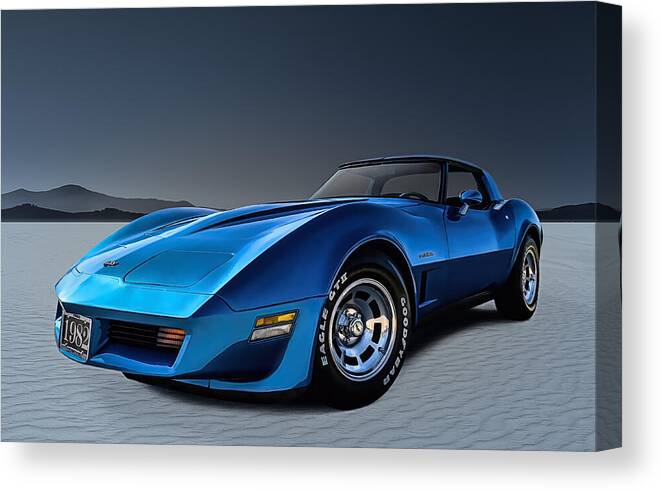 Corvette Canvas Print featuring the digital art Stingray Blues by Douglas Pittman