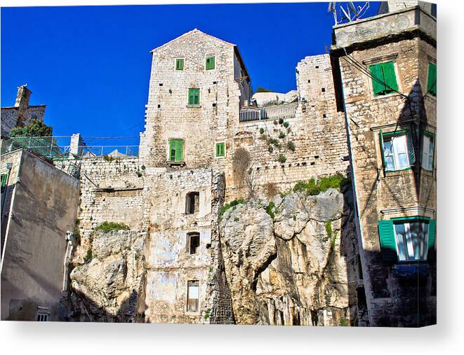 Croatia Canvas Print featuring the photograph Stone house on the rock by Brch Photography