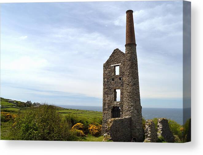 England Canvas Print featuring the photograph Stone Remnant Tin Mine Cornwall by Tom Wurl